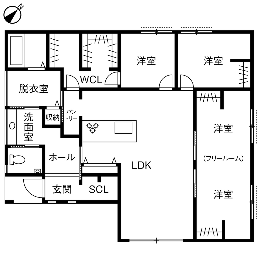 ヤマト住建 兵庫県加古川市/ワンフロアに広がる贅沢──ホテルライクな平屋で過ごす日常の間取り図（4LDK）1階