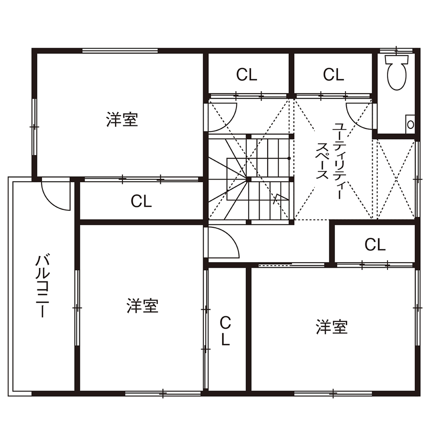 深澤木材 【34坪台/和風/自然素材/造作/間取り図有】たくさん使われた無垢材の雰囲気に心躍る、愛着の増す木の家の間取り図（4LDK）2階
