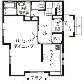アーバンホーム 【2000万円台/間取り図】映画のワンシーンを思わせる「お城みたいな家ね」と評判のプロヴァンス風輸入住宅の間取り図（3LDK）1階