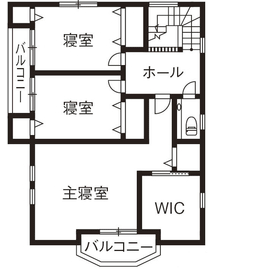 アーバンホーム 【2000万円台/間取り図】映画のワンシーンを思わせる「お城みたいな家ね」と評判のプロヴァンス風輸入住宅の間取り図（3LDK）2階