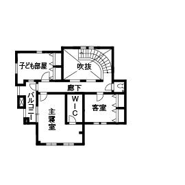 アーバンホーム 【6000万円台/ガレージ/間取り図】大きな中庭のある南仏オールドプロヴァンスのお城のようなかわいいお家の間取り図（4LDK）2階