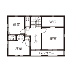 アーバンホーム 【2000万円台/間取り図】「かわいい家」を実現する、内装も外観もこだわる本格派のための南欧風輸入住宅の間取り図（4LDK）2階