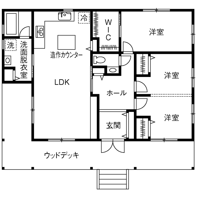 アーバンホーム 【2000万円台/アメリカン/間取り図】細部までこだわりを実現！ハワイアンローカルをイメージした平屋住宅の間取り図（3LDK）1階