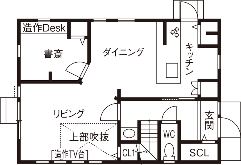 メープルホームズインターナショナル 【フレンチスタイル】憧れを叶えたキッチンで心弾む毎日。年月と共に味わいが深まる天然素材の家｜間取り有の間取り図（3LDK）1階