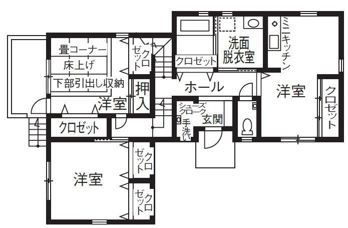 児島産業 【2000万円台/間取り図掲載有】空間の広がりと変化を楽しむ、ひと味違うスキップフロアのある二世帯住宅の間取り図（3LDK）0.5階+1階