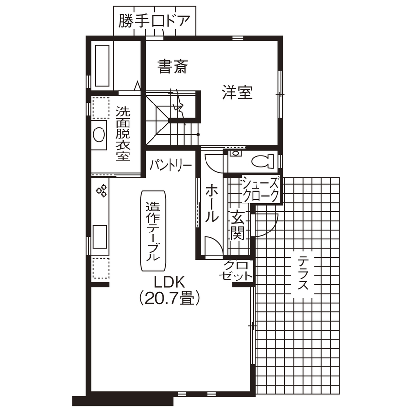児島産業 【愛知県】【1000万円台】【間取り図有】間取りも、外観デザインも、平屋メリットを活かしたプランの間取り図（2LDK）1階
