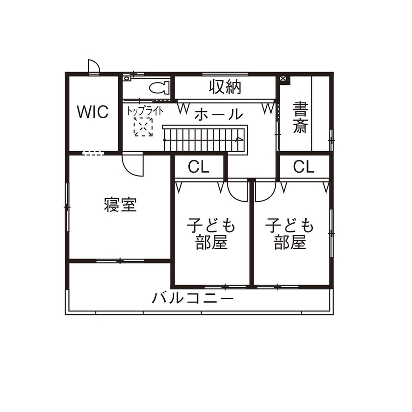 イシンホーム住宅研究会　相生建設 家事のしやすさを追求。余った時間で家族との時間を楽しむ住まいの間取り図（4LDK+納戸）2階