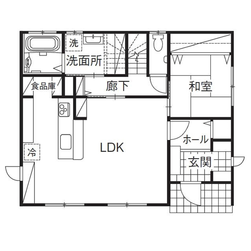 イシンホーム住宅研究会　相生建設 スタッフと棟梁の丁寧な対応が安心！こだわりの収納力を叶えた住まいの間取り図（4LDK）1階
