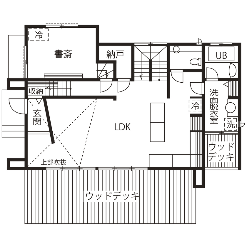 Archi Factory　HIMAWARI　アーキ・ファクトリー・ヒマワリ バイクガレージにBBQスペース　多趣味な施主がこだわりぬいた住まい【間取り図あり/本体価格2500万円】の間取り図（4LDK）