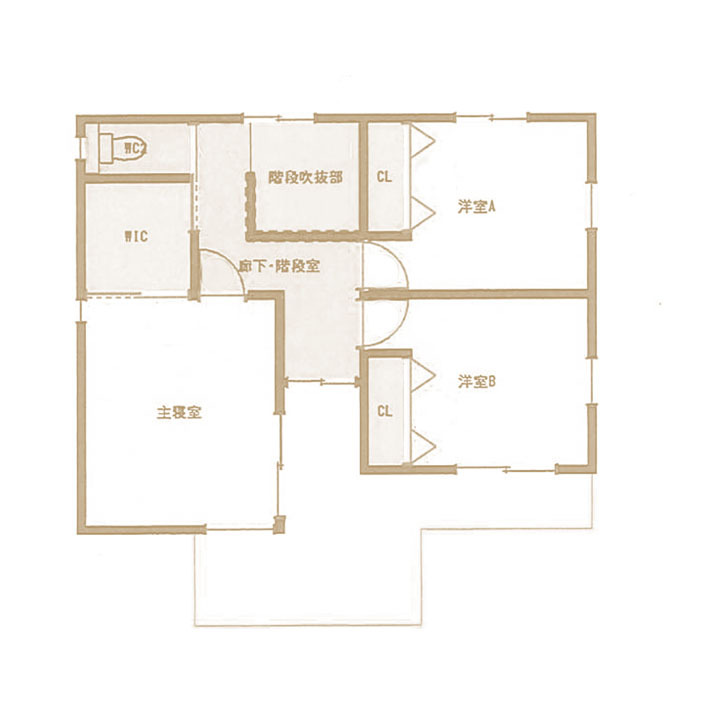 タカシン・ホーム 【間取り図有×回遊動線／1800万円台／4LDK】回遊動線で叶える家事ラクでコミュニケーションのとりやすい家の間取り図（4LDK+WICL）間取2F