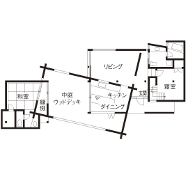 ジブログデザイン 【本体価格2320万円/約29坪】【平屋×ログハウス】絵画のような借景を楽しむ　心地よい元気になれる平屋のログハウスの間取り図（2LDK）