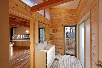 ジブログデザイン 無垢材で作ったオーダー収納、家具がたくさん！壁にキャットウォークを設置した自然林を望む長期優良住宅の建築実例画像4