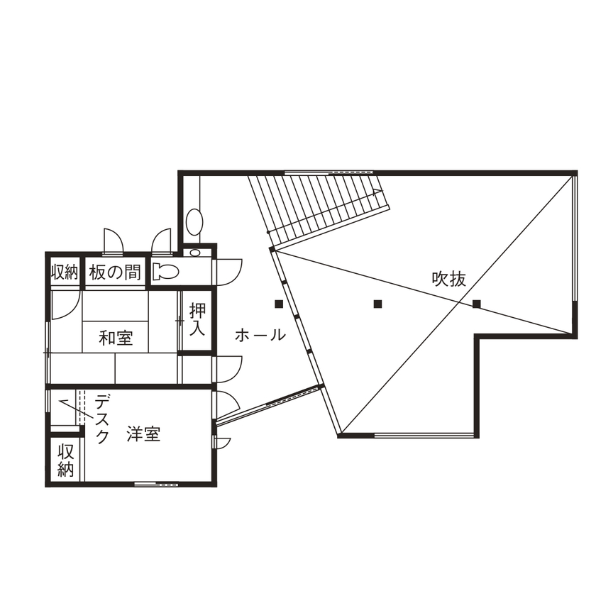 ジブログデザイン 木組みのダイナミックさに思わず見とれてしまう。開放感溢れる家の間取り図（3LDK）