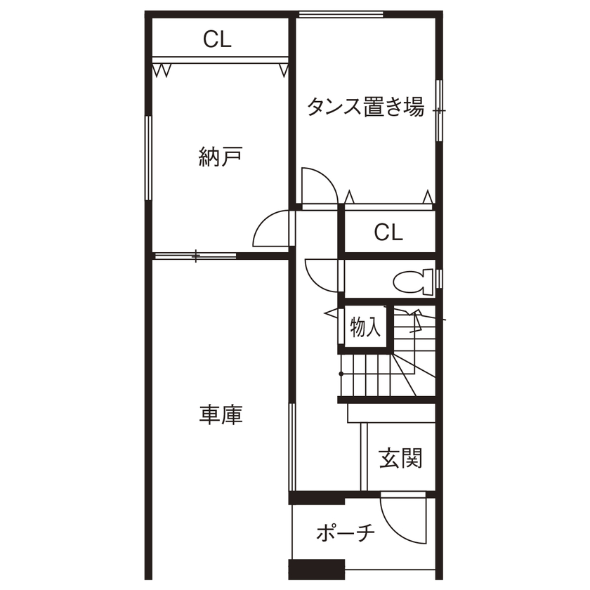 ヤマイチ住建 【大阪市/3階建て/2000万円台】3段折り上げの勾配天井にトップライト。モダンでラグジュアリーな2階LDKの間取り図（2LDK+2S）1階