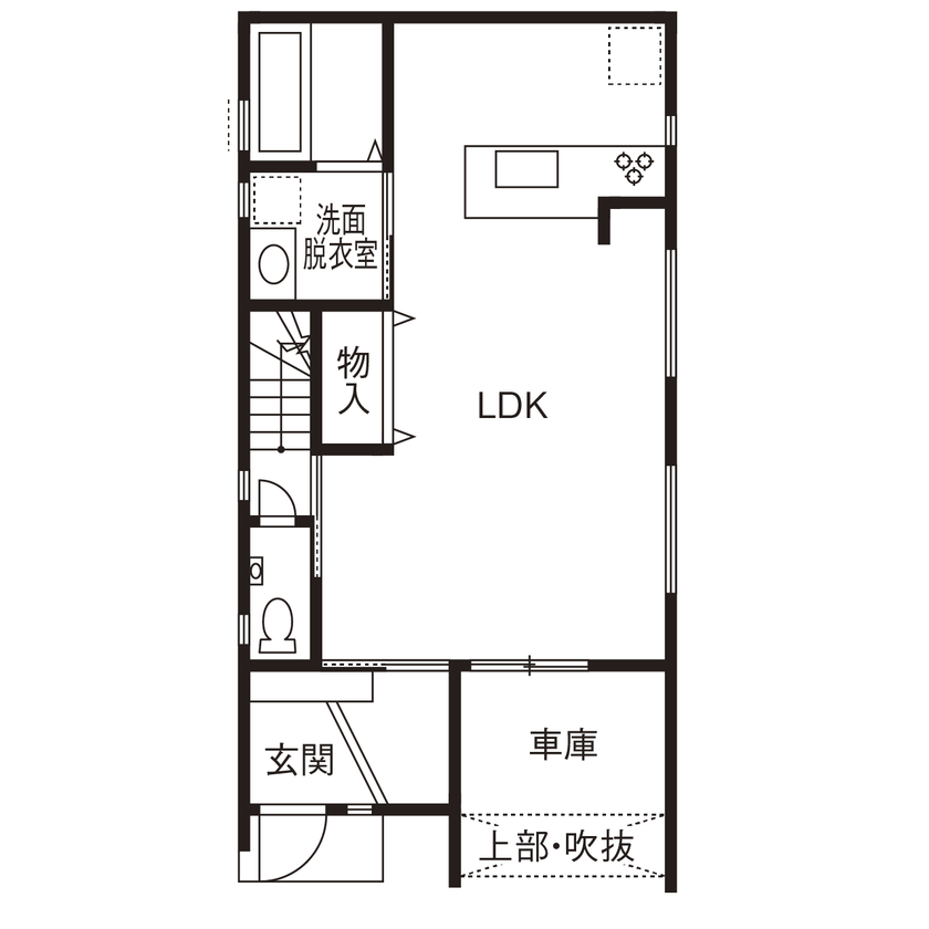 ヤマイチ住建 【大阪市/3階建て/2000万円台】凝った天井の意匠や間接照明で、オンリーワンのリビングをデザインの間取り図（3LDK+納戸）1階