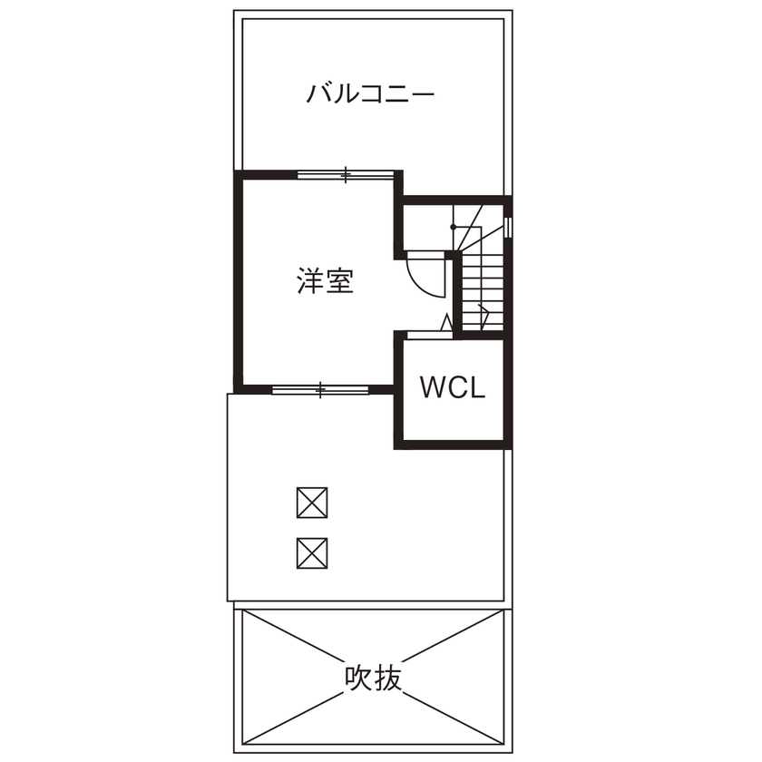 ヤマイチ住建 【大阪市/3階建て/2000万円台】白いフロアに黒いキッチン。光のラインが形づくるクールモダンな住まいの間取り図（2LDK+2S+WCL）3階