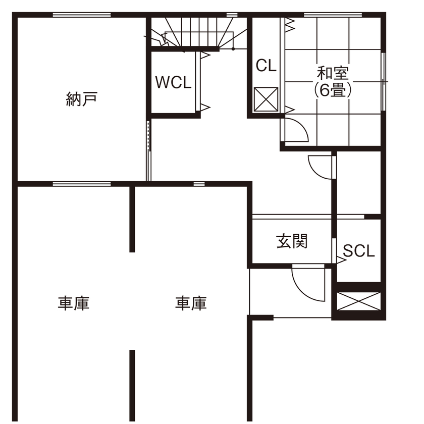 ヤマイチ住建 【大阪市/4000万円以上/3階建て】2台分のビルトインガレージや27.5帖のLDKなどラグジュアリーな住まいの間取り図（5LDK＋納戸）1階