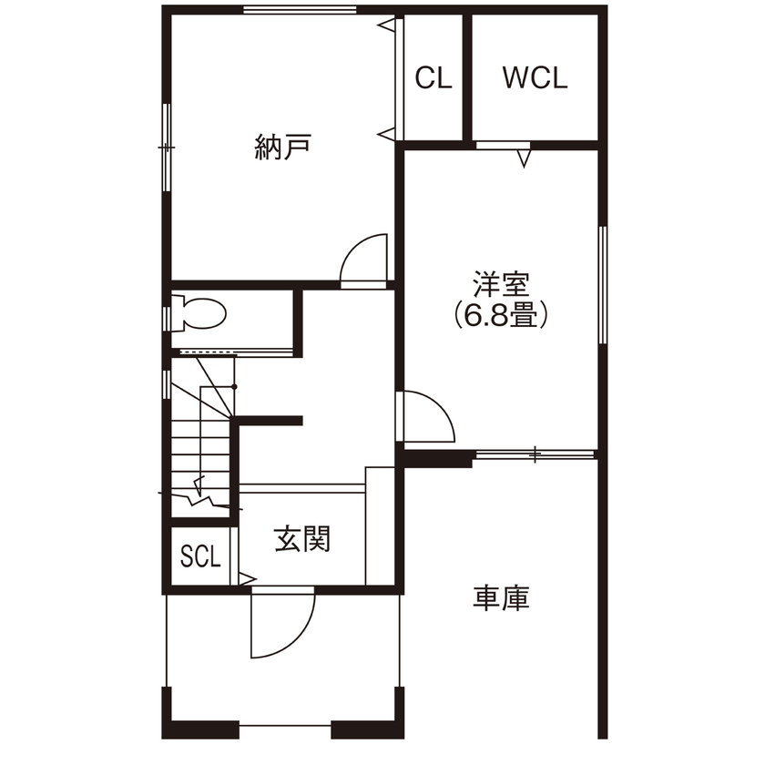ヤマイチ住建 【大阪市/2000万円台/狭小/3階建て】勾配天井×トップライトで開放感たっぷりにくつろげるLDKの間取り図（2LDK+納戸）1階