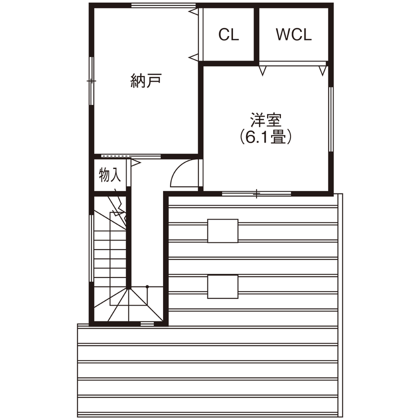 ヤマイチ住建 【大阪市/2000万円台/狭小/3階建て】勾配天井×トップライトで開放感たっぷりにくつろげるLDKの間取り図（2LDK+納戸）3階