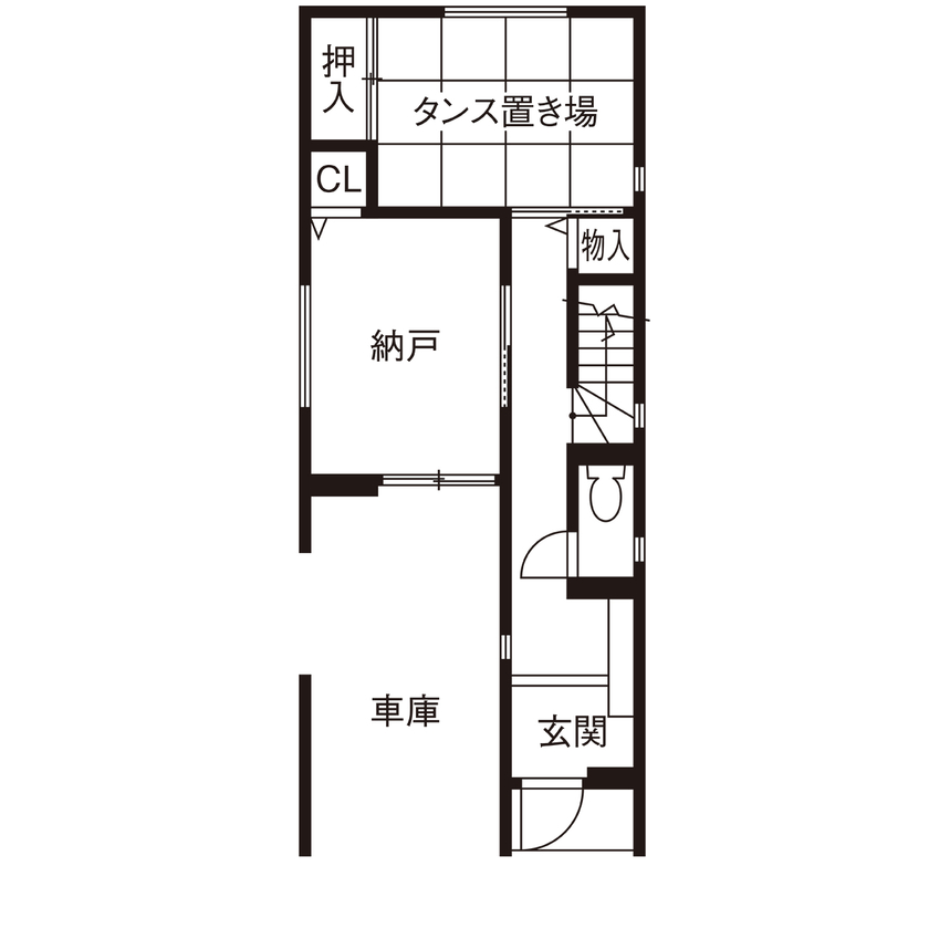 ヤマイチ住建 【大阪市/2000万円台/狭小/3階建て】トップライト付きの開放的な2階LDKでゆったりとくつろげる上質な邸宅の間取り図（2LDK+タタミ置場+納戸）1階