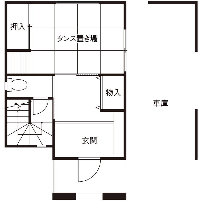 ヤマイチ住建 【大阪市/2000万円台/狭小/3階建て】木目調×間接照明でリラックスできる上質感漂う住まいの間取り図（2LDK+タタミ置場+納戸）1階