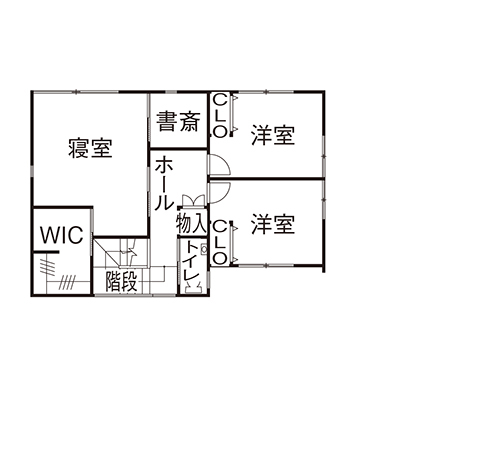 ワイケイホーム 【3000万円台×広々としたインナーガレージ】家事を楽しくする、動線と明るさにこだわった家の間取り図（3LDK）2階