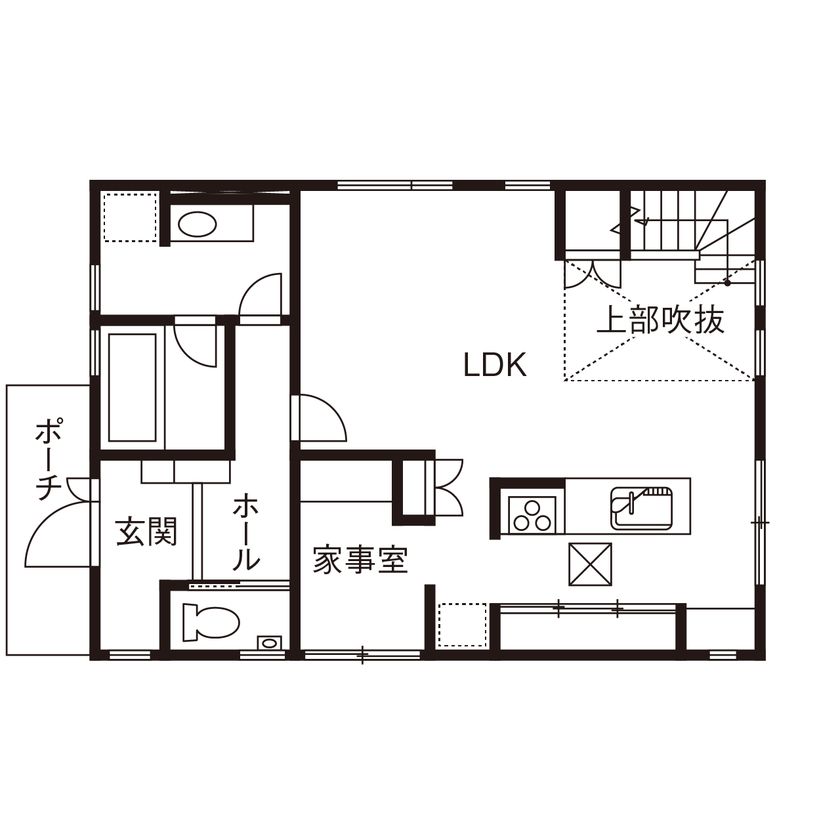 桧家住宅　(日本中央住販) 【奈良県/2200万円台/間取図掲載】吹抜けの大空間LDKで開放感を満喫。ママズルームを多彩に活用の間取り図（2LDK）1階