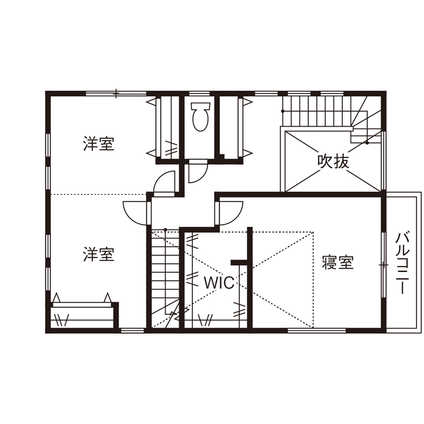 桧家住宅　(日本中央住販) 【奈良県/2200万円台/間取図掲載】吹抜けの大空間LDKで開放感を満喫。ママズルームを多彩に活用の間取り図（2LDK）2階