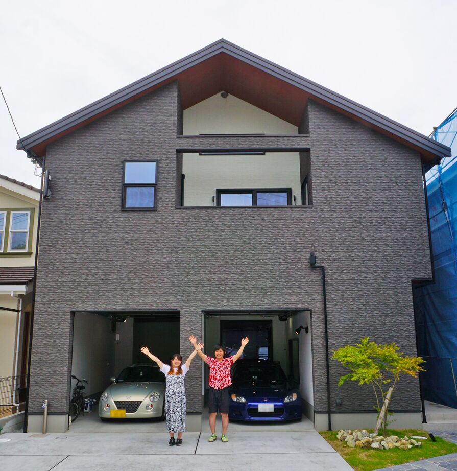 桧家住宅　(日本中央住販) 【京都府/ビルトインガレージ/2階リビング】愛車と共に暮らす家の建築実例画像1