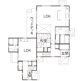 イソダ 【3000万円台/50坪台/間取り図あり/賃貸併用住宅】間取りにこだわり抜いた、憧れの湘南ライフを楽しむ家の間取り図（4LDK）1階