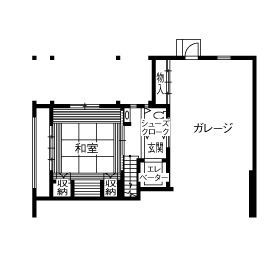 イソダ 【4000万円台/50坪台/間取り図あり】富士山の眺望を楽しむ。大空間のビルトインガレージを木造での間取り図（3LDK）1階