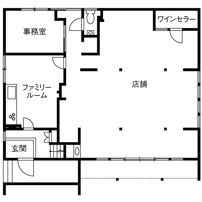 イソダ 【4000万円台/60坪/間取り図あり/店舗併用】地元の商店がおしゃれなカフェ風セレクトショップに。の間取り図（3LDK+店舗）1階