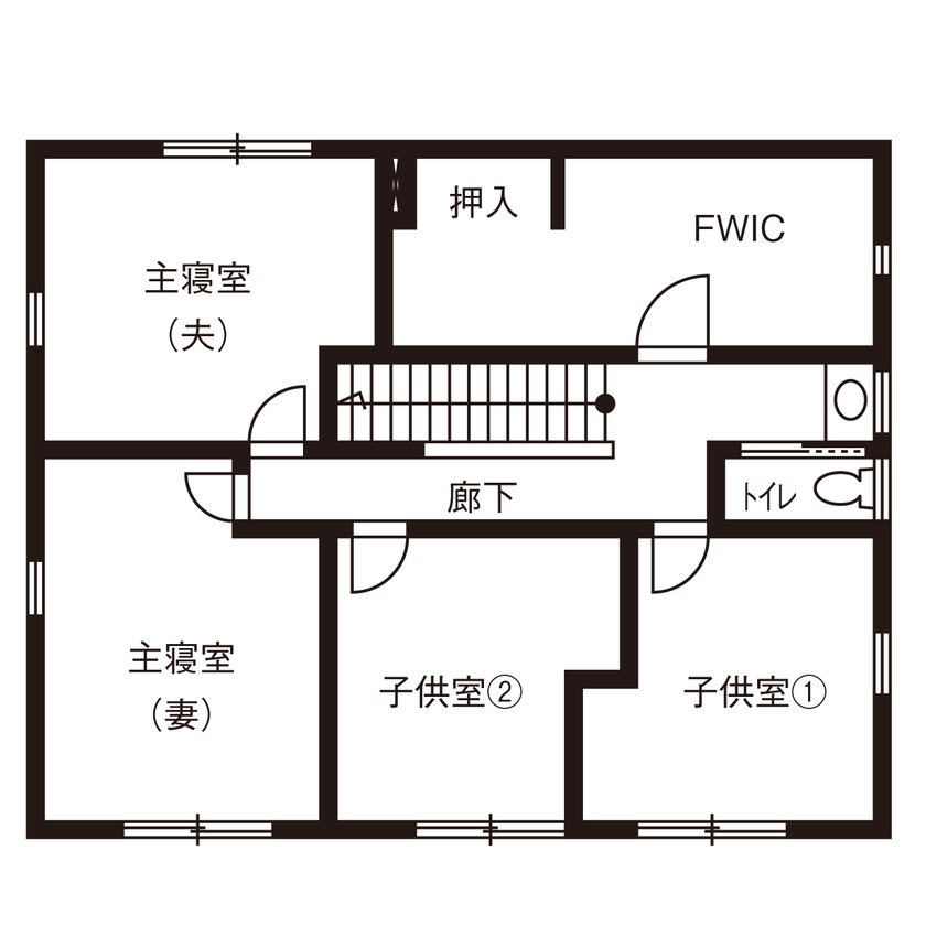 LIVIA(リビア)一級建築士事務所 【京都/3000万円台/間取図/モダンデザイン】夫婦それぞれのライフスタイルを尊重してできた家事ラクの家の間取り図（4LDK）2階