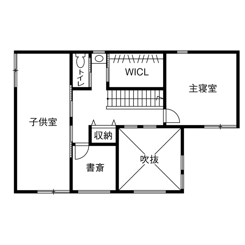 LIVIA(リビア)一級建築士事務所 【京都/3000万円台/30坪台/吹抜け/間取図】伝えた要望は50項目以上。設計力と施工力で一つひとつを実現の間取り図（2LDK）2階