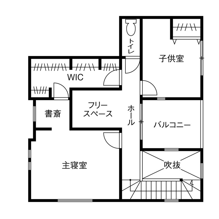 LIVIA(リビア)一級建築士事務所 【京都/2000万円台/狭小/間取図】29坪に建てた開放感あふれる家。動線や収納にもこだわり快適生活を実現の間取り図（2LDK）2階