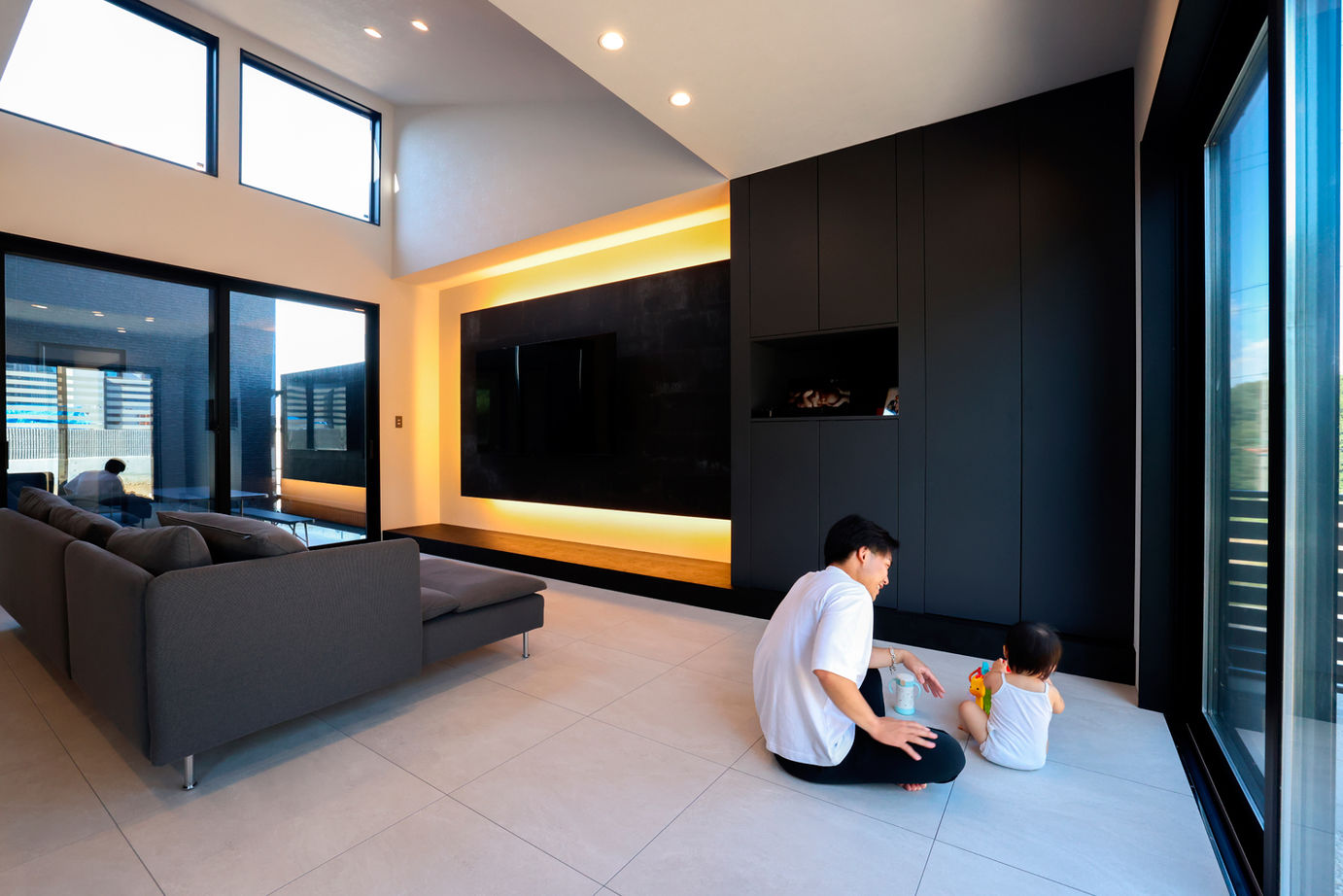 昭和ハウジング泉州・パナソニックビルダーズグループ 【平屋/3,000万円台/テクノ工法/間取り図】内外をブラックベースでクールに。迫力のあるオンリーワンの平屋の建築実例画像2