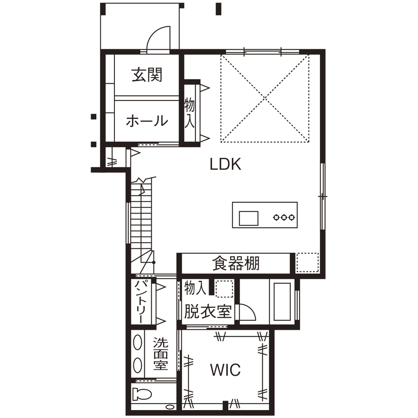 昭和ハウジング泉州・パナソニックビルダーズグループ 【4000万円～/大阪/貝塚/間取り図】ホテルライクなモダンな邸宅を、耐震等級3のテクノストラクチャーで実現の間取り図（3LDK+WIC+書斎）1階