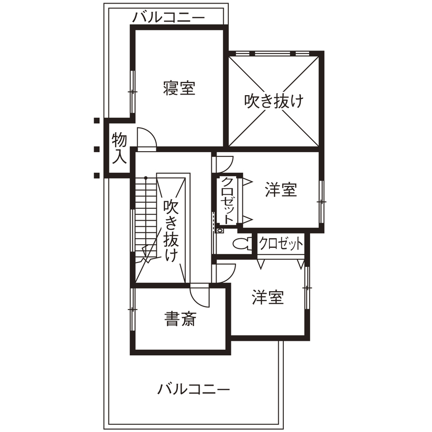 昭和ハウジング泉州・パナソニックビルダーズグループ 【4000万円～/大阪/貝塚/間取り図】ホテルライクなモダンな邸宅を、耐震等級3のテクノストラクチャーで実現の間取り図（3LDK+WIC+書斎）2階