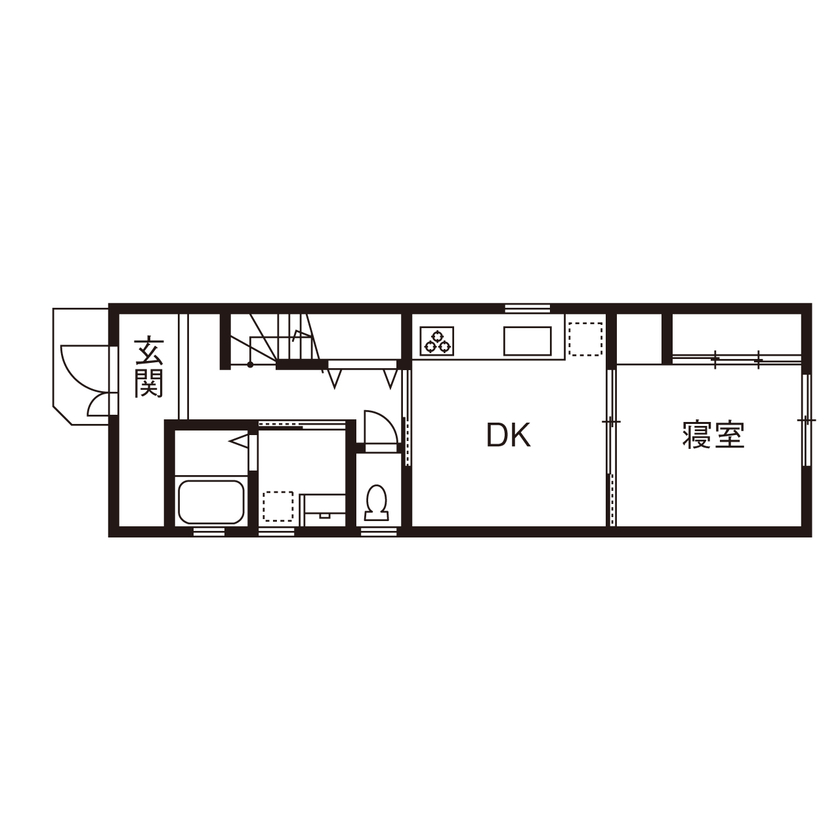 伊東工務店 【2260万円・京都市中京区】隣家が接近した狭小地ながらも二世帯住宅が実現！≪間取り図有≫の間取り図（２LDK＋１DK）1階