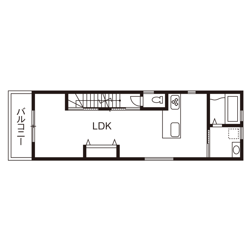 伊東工務店 【2260万円・京都市中京区】隣家が接近した狭小地ながらも二世帯住宅が実現！≪間取り図有≫の間取り図（２LDK＋１DK）2階