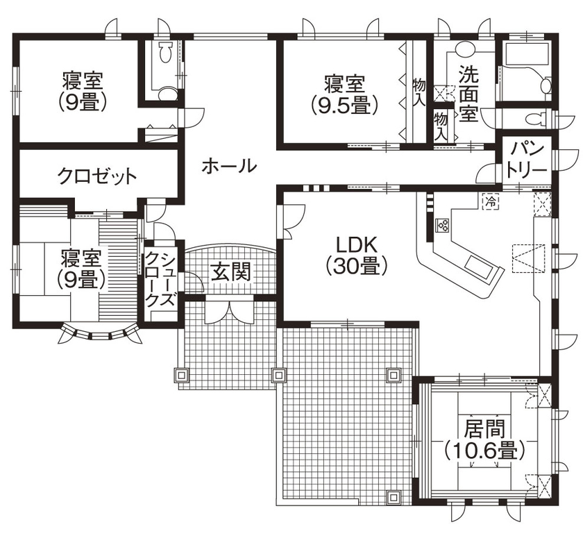 野口建設 【間取り図あり】四季を感じられる壮麗な平屋の佇まいの間取り図（4LDK）1階