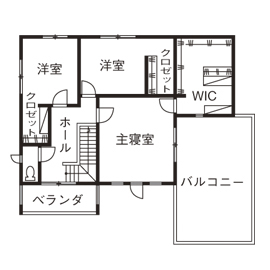 野口建設 【間取り図あり】「生活感をすべて隠して」。白を基調にモノトーンでまとめたモダンでオシャレな住まいの間取り図null2階