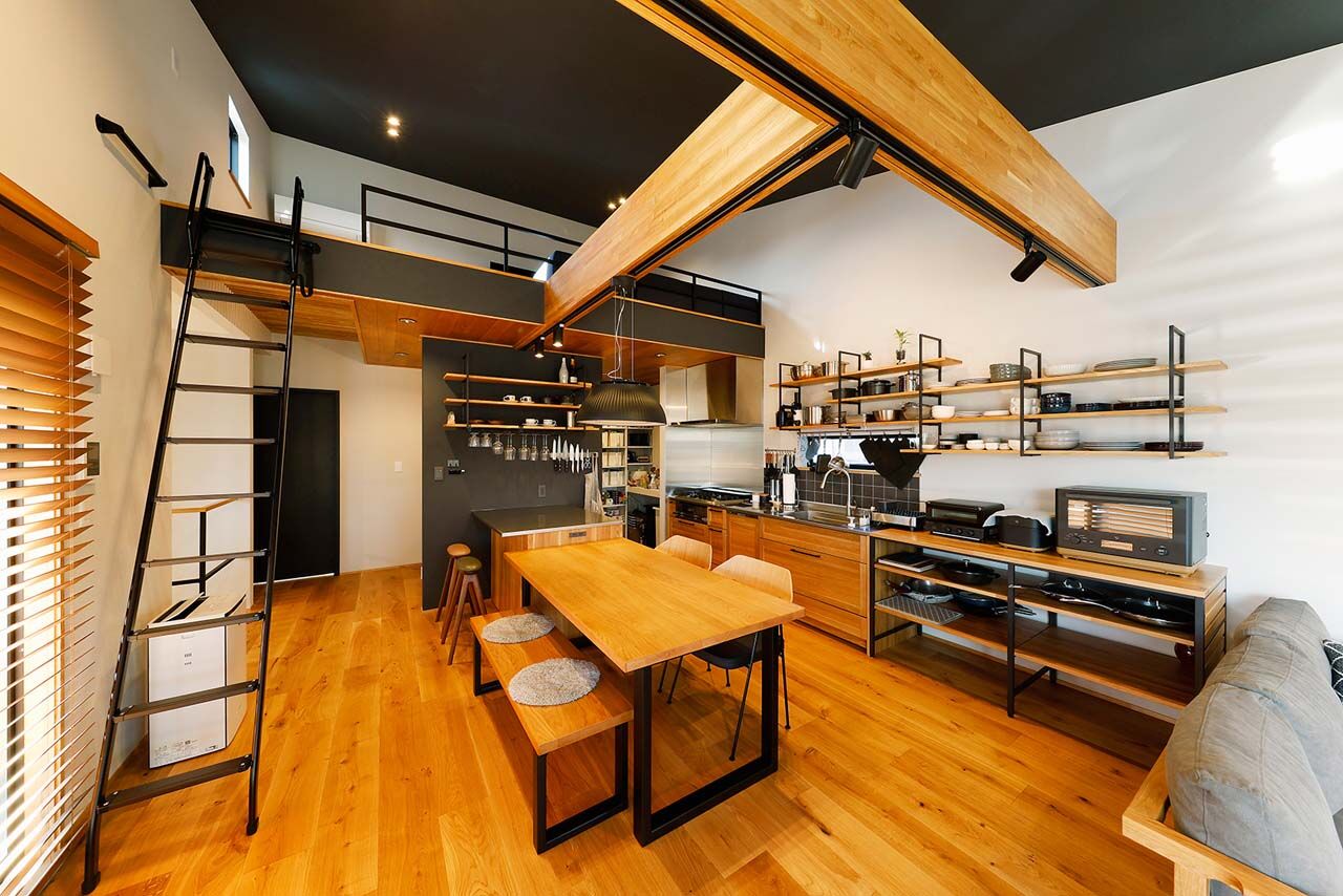 野口建設 料理や団欒の場所を開放感あふれる2階に。家事のしやすさを考慮した動線に工夫がある家の建築実例画像