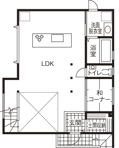 ユーロプランニング 【2000～2500万円/間取り有】最初の一歩で広がる吹抜大空間 惜しみない開放感を愉しむ邸の間取り図（3LDK）1階
