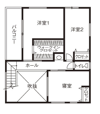 ユーロプランニング 【2000～2500万円/間取り有】最初の一歩で広がる吹抜大空間 惜しみない開放感を愉しむ邸の間取り図（3LDK）2階