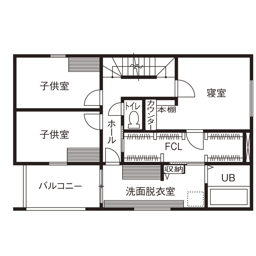 ユーロプランニング 【2000万円台/大阪府/茨木市/間取り有】家族の寛ぎ空間満載！屋上テラスを叶えたナチュラルテイストの家の間取り図（4LDK）2階
