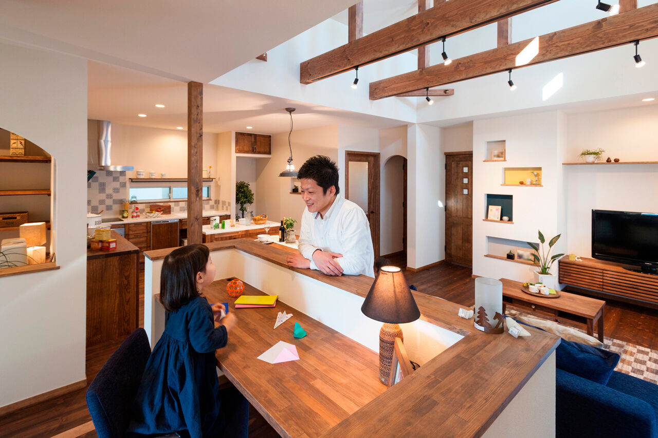 ホワイトレーベル 【2000万円台/平屋/30坪台/注文住宅/間取り図】L字型の平屋/天井高4.5ｍのリビングで開放感たっぷりの平屋の建築実例画像5