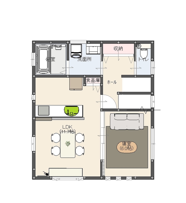 イシンホーム三郷　松井産業 【1480万円/30坪台/ビルトインガレージ】吹き抜けのある夏涼しく冬暖かい「高性能省エネ」の３階建て住宅の間取り図（3LDK）2階