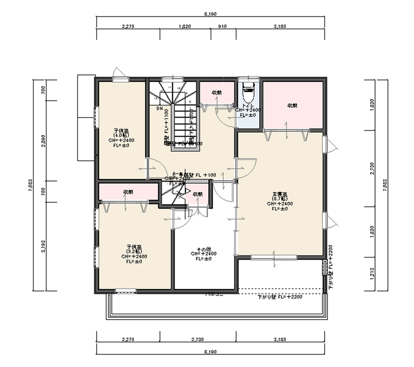 イシンホーム三郷　松井産業 【1000万円台/30坪台/太陽光発電/南欧風デザイン】こだわりのナチュラルモダンの家は、機能性も抜群！の間取り図（5LDK）2階