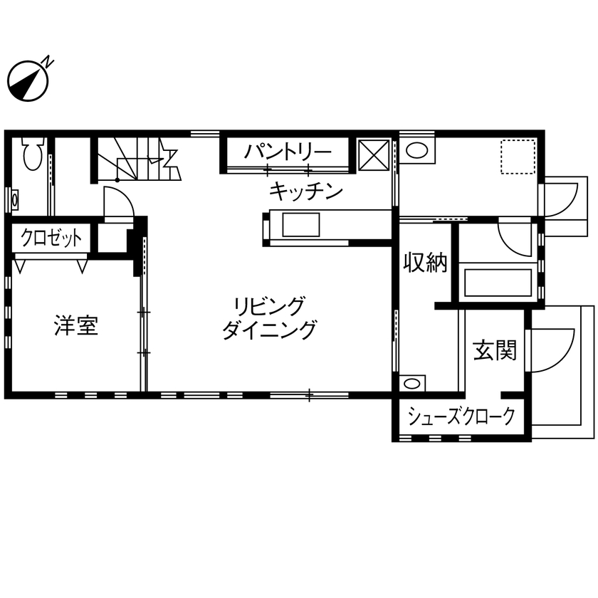 イシンホーム三郷　松井産業 【1000万円台/家事ラク動線/ZEH仕様/ロフトと書斎】毎日が楽しい！遊び心が満載の家づくりの間取り図（3LDK）1階